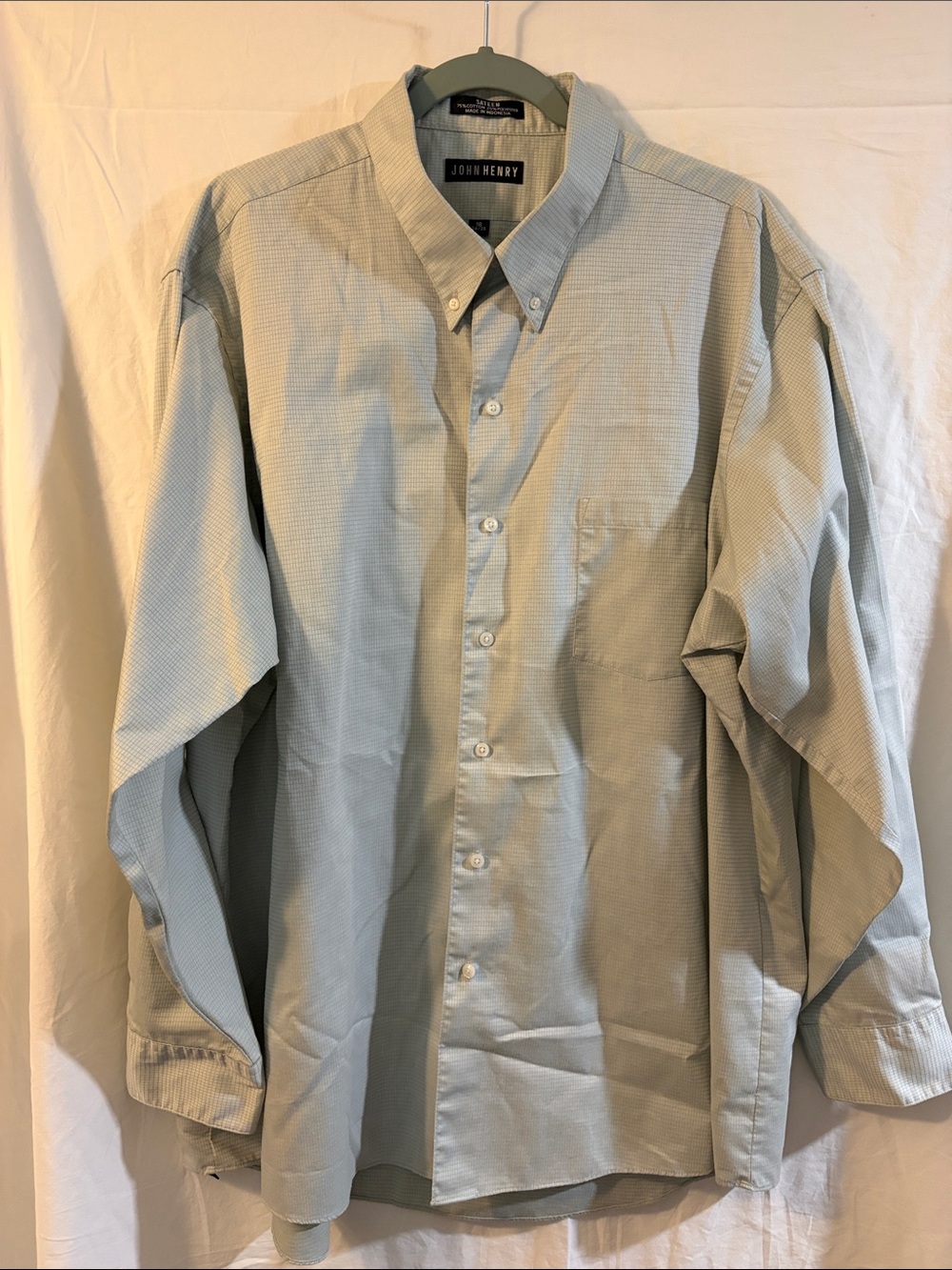 John Henry Men's Light Green Button-Down Dress Shirt